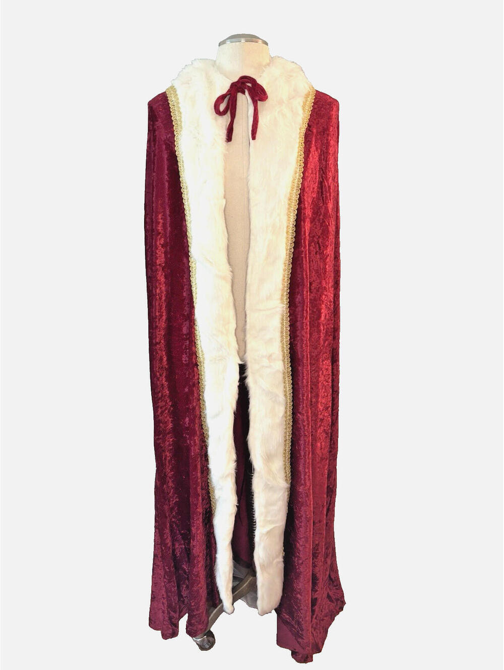 Rubie's Costumes Red Velvet Cape White Fur Trim Medieval Royal One Size NWOT